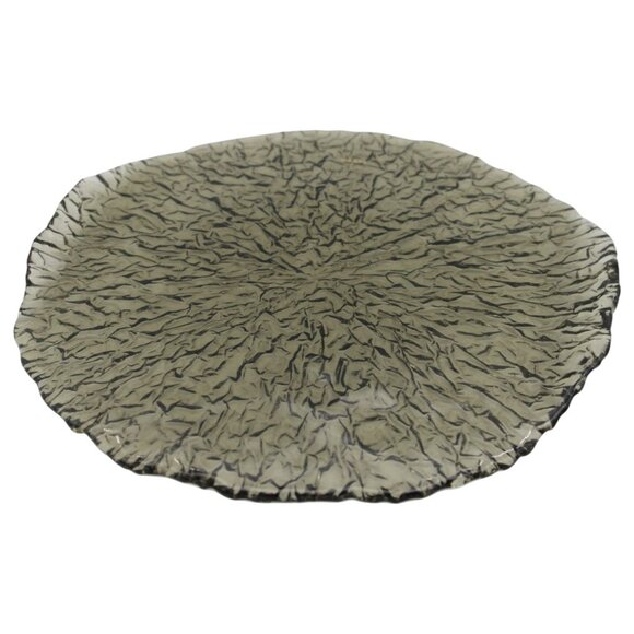 Hand‑Crafted Japanese Smoke Glass Textured Charger Plate Decorative Round Platte - Picture 10 of 11